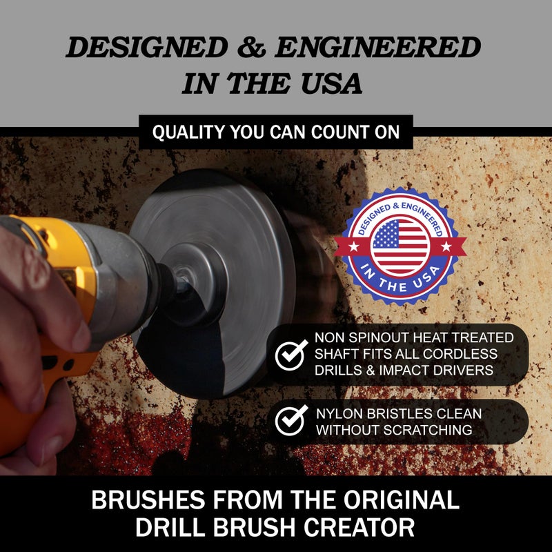 Drillbrush BBQ Grill Cleaning Kit - Safe Nylon Grill Brush | Drill Brush Set - Ultra Stiff Power Scrubber Attachments for Loose Paint  De-Scaling Rust and Graffiti Removal on Stone  Brick and Masonry - Image 3
